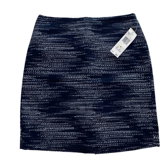 Jones New York Skirt Cotton Navy White Print Pencil Knee Length Tailored Size 4 - Picture 11 of 11